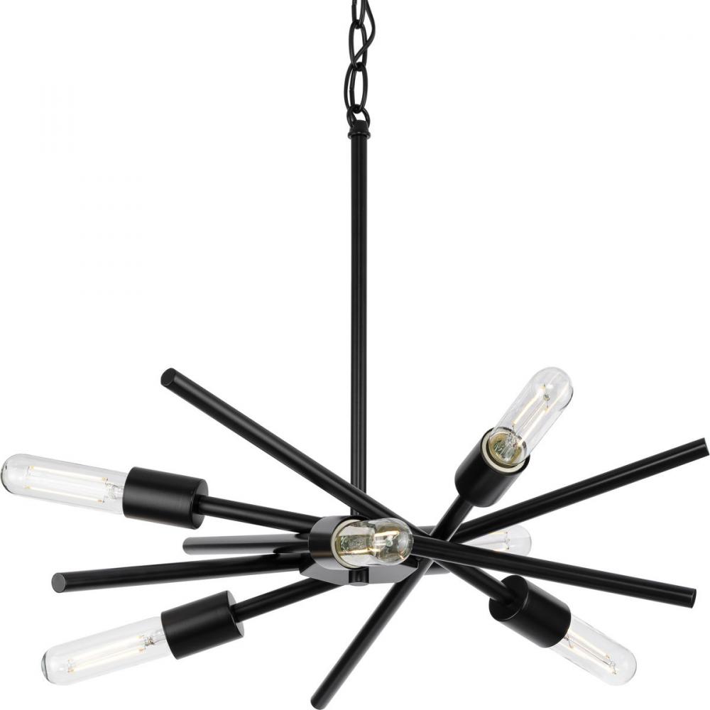 Astra Collection Six-Light 22&#34; Matte Black Modern Chandelier