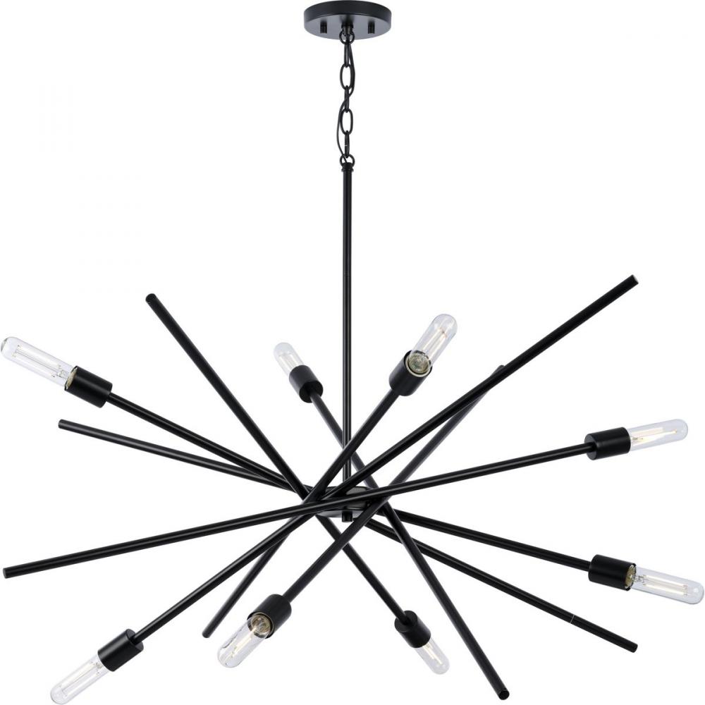 Astra Collection Eight-Light 42&#34; Matte Black Modern Chandelier