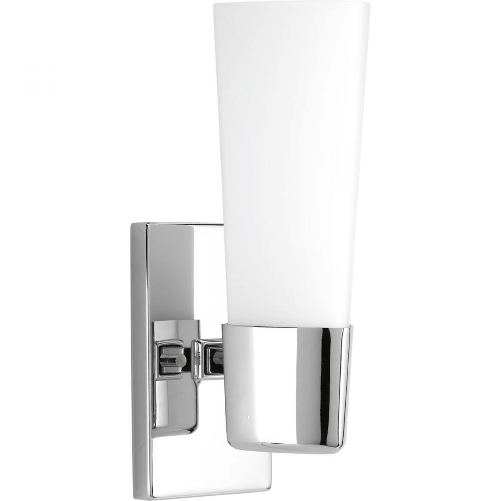 Zura Collection One-Light Polished Chrome Etched Opal Glass Modern Bath Vanity Light