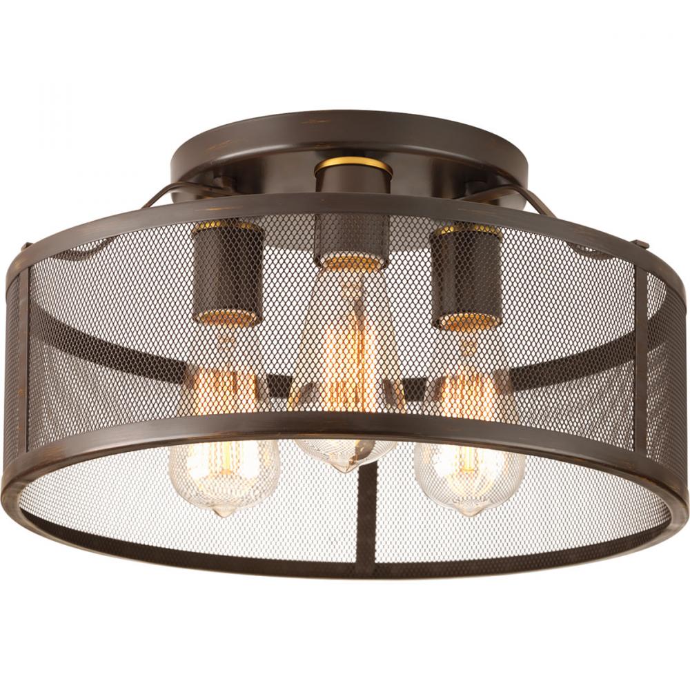 Swing Collection Three-Light 15&#34; Flush Mount