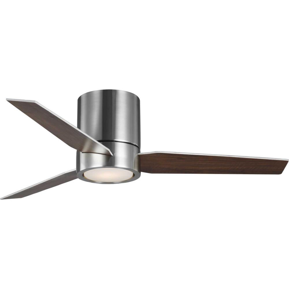 Braden Collection 44&#34; 3-Blade Brushed Nickel LED Mid-Century Modern Indoor Hugger Ceiling Fan