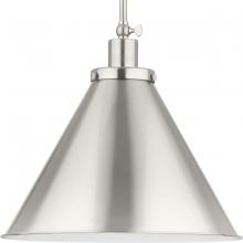 Progress P500385-009 - Hinton Collection One-Light Brushed Nickel Modern Farmhouse Pendant