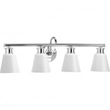 Progress P300317-015 - Ashford Collection Four-Light Polished Chrome and Opal Glass Farmhouse Style Bath Vanity Wall Light