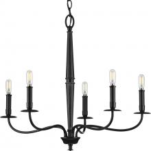 Progress P400199-031 - Durrell Collection Five-Light Matte Black Coastal Chandelier Light