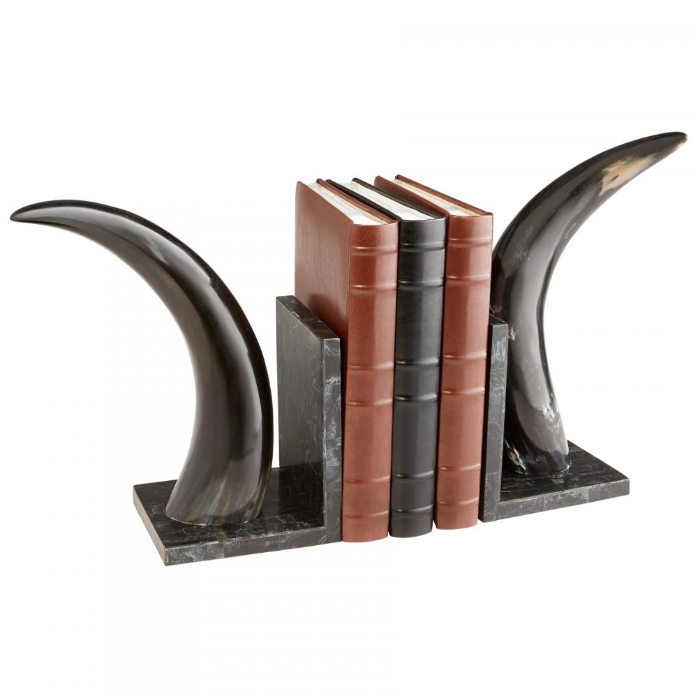 Horn Rimmed Bookends Bone And Black