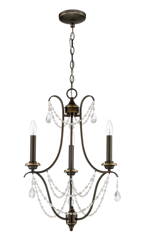 Lilith 3 Light Chandelier in Legacy Brass