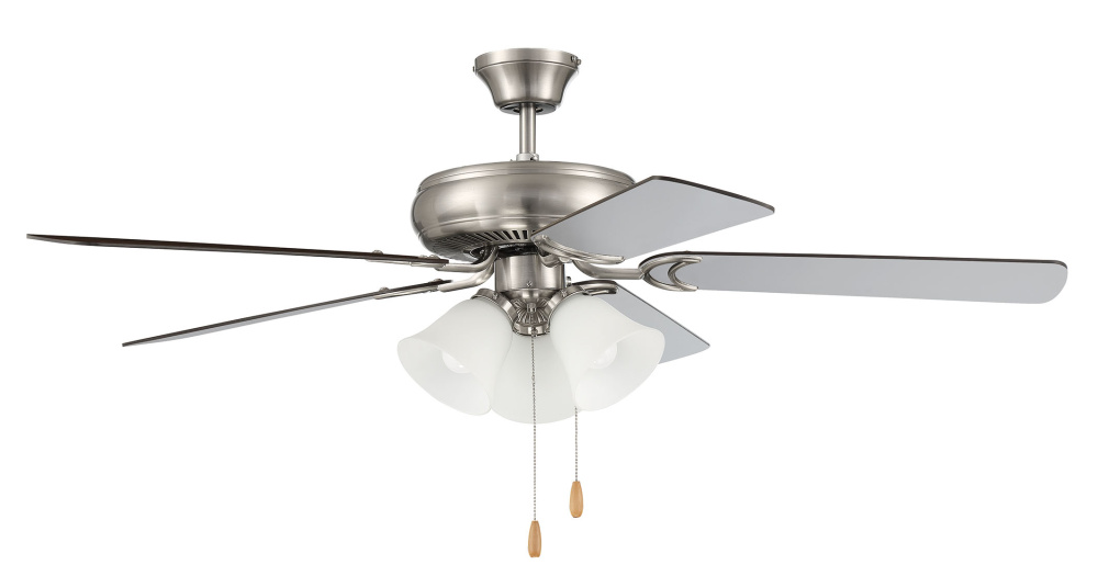 52&#34; Ceiling Fan w/Blades & 3 Lights White Glass