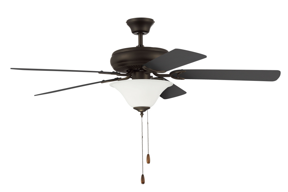 52&#34; Ceiling Fan w/Blades & Bowl Light Kit White Glass