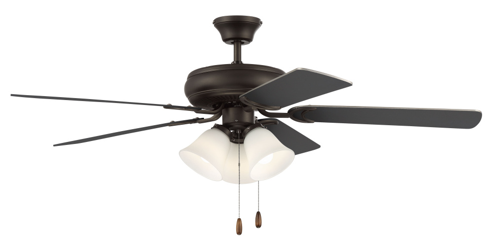 52&#34; Ceiling Fan w/Blades & 3 Lights White Glass