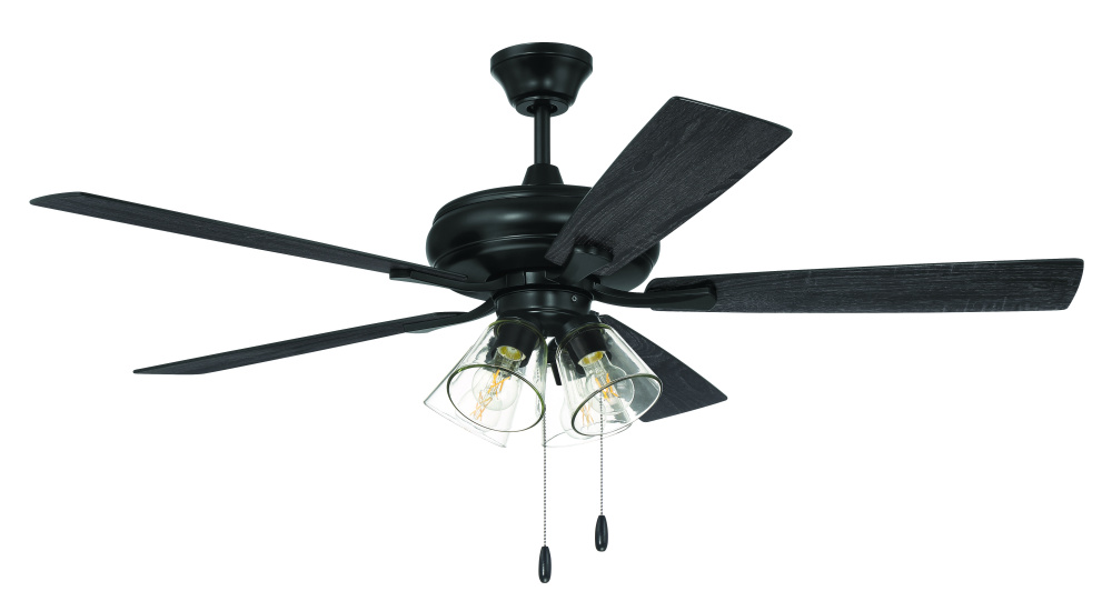 52&#34; Ceiling Fan w/Blades, 4 Clear Glass LED Lights