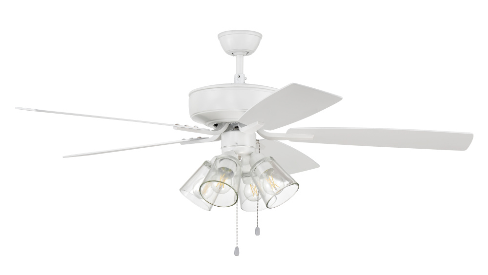 52&#34; Ceiling Fan w/Blades, 4 Clear Glass LED Lights