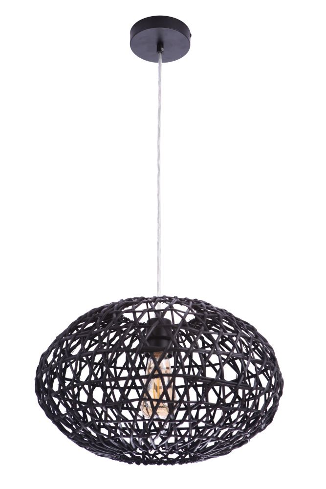 1 Light Pendant w/Rattan Shade, Damp Rated