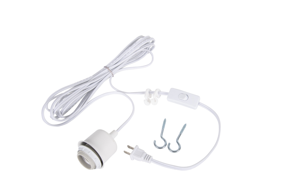 15&#39; White Cord w/Socket Kit