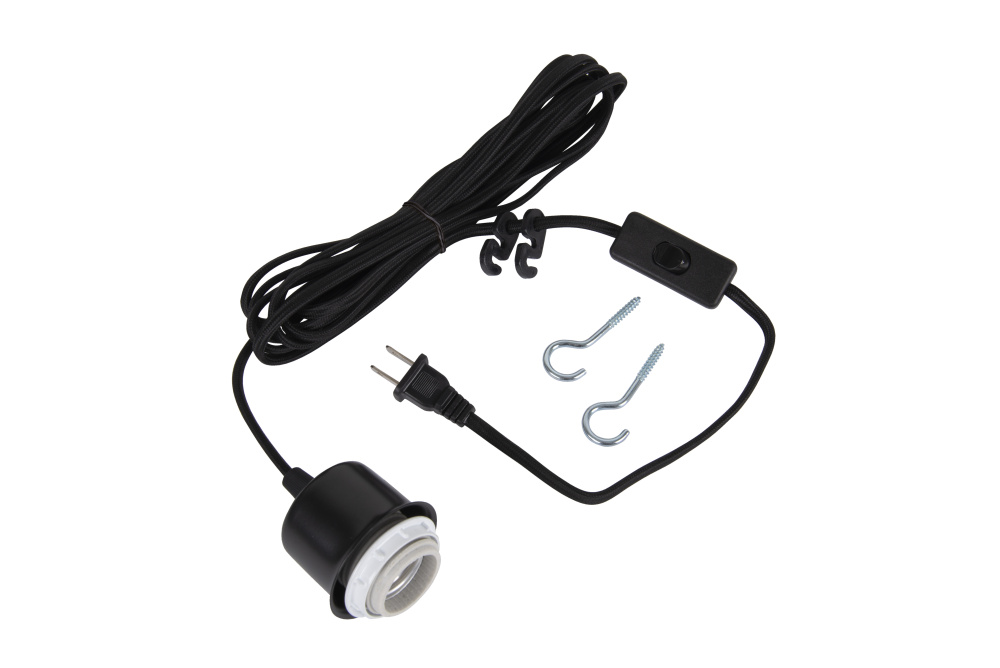15&#39; Black Cloth Cord w/Socket Kit