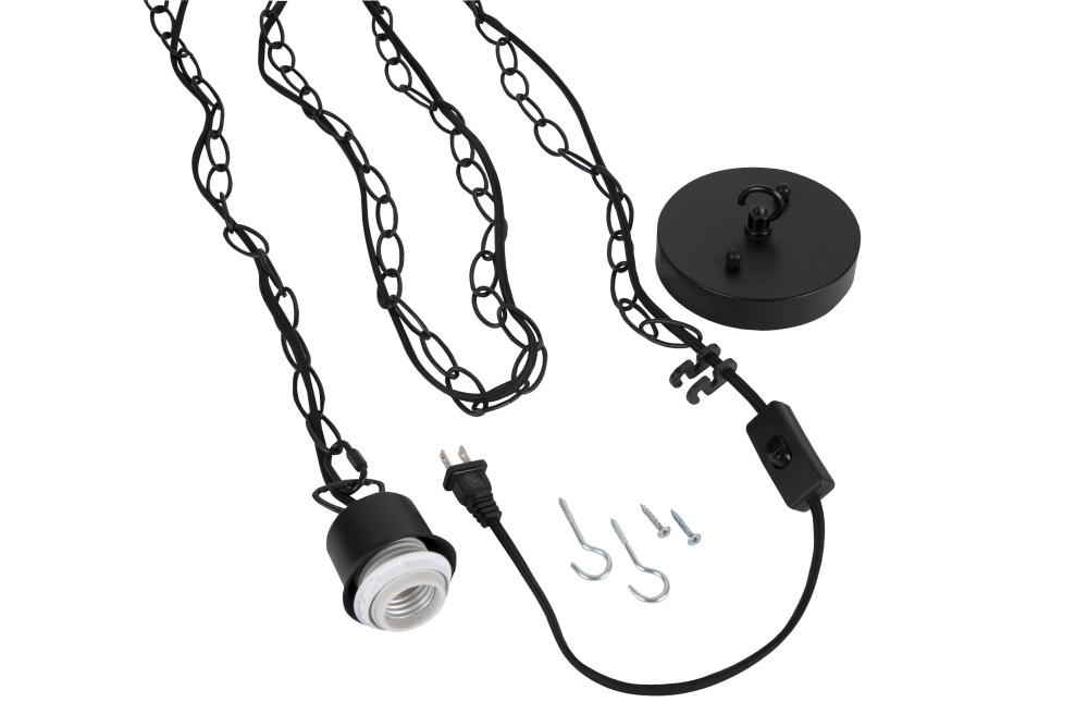 15&#39; Black Cloth Cord w/Socket, Chain and Canopy Kit