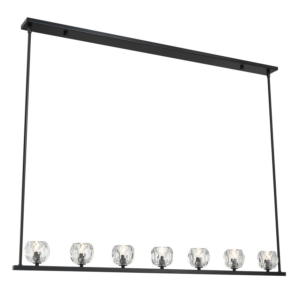 Aragon 7 Light LED Matte Black Linear Chandelier