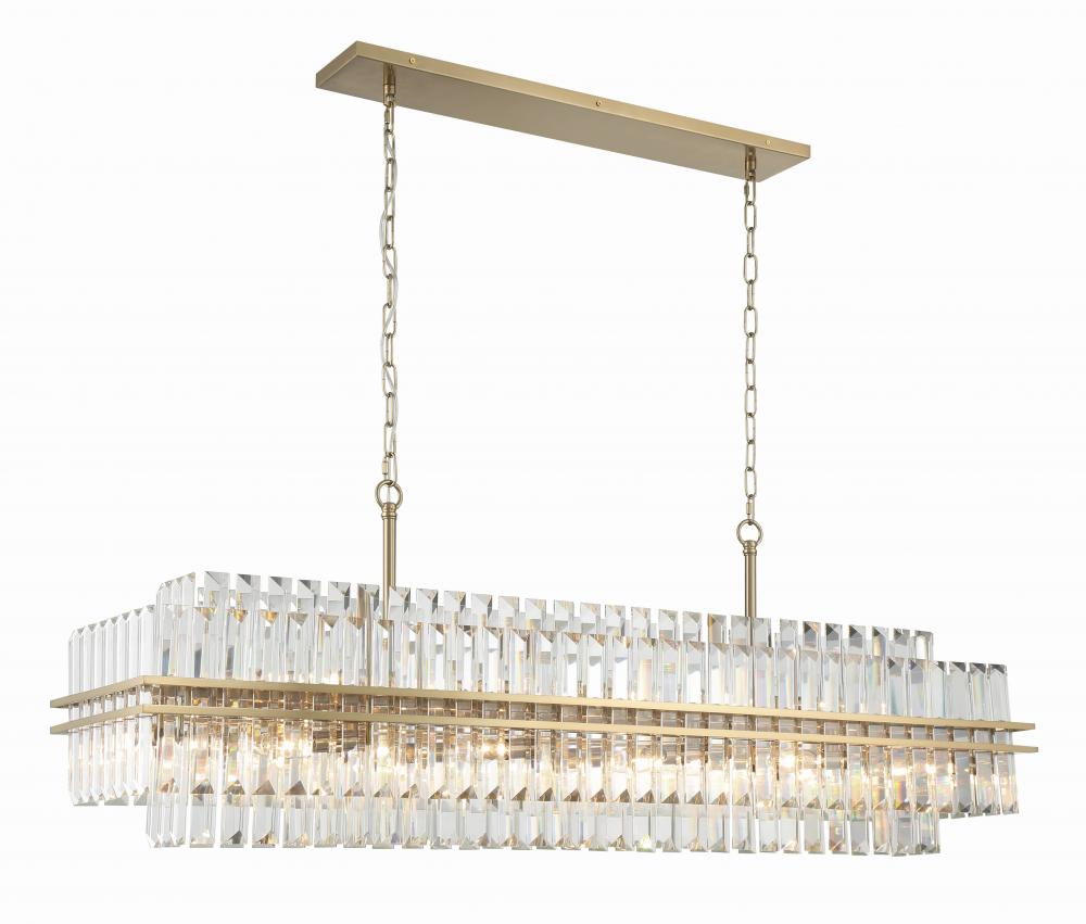 Hayes 16 Light Aged Brass Linear Chandelier