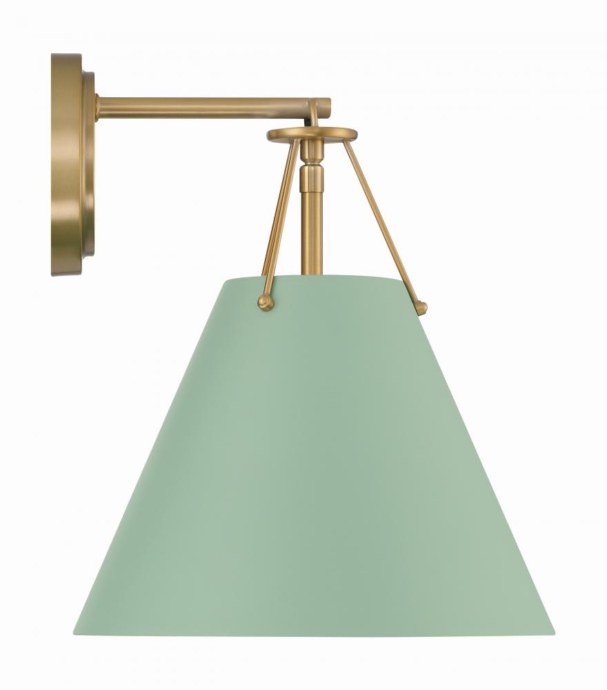 Xavier 1 Light Vibrant Gold + Green Sconce