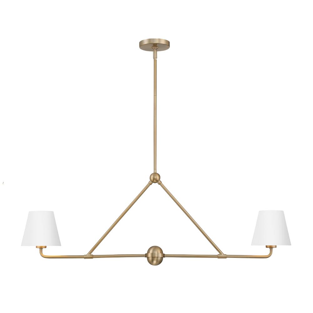 Xavier 2 Light Vibrant Gold + White Linear Chandelier