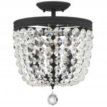 Crystorama 783-BF-CL-MWP - Archer 3 Light Hand Cut Crystal Black Forged Semi Flush Mount