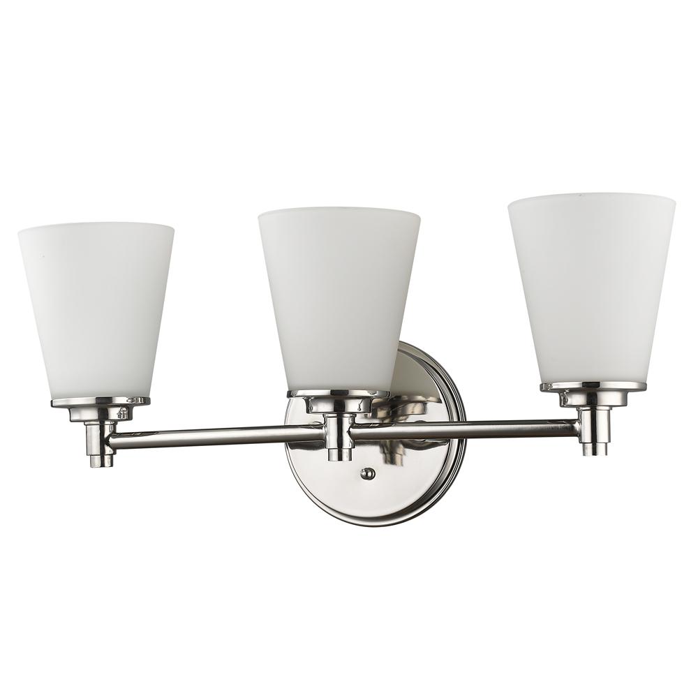 Conti Indoor 3-Light Bath W/Glass Shades In Polished Nickel