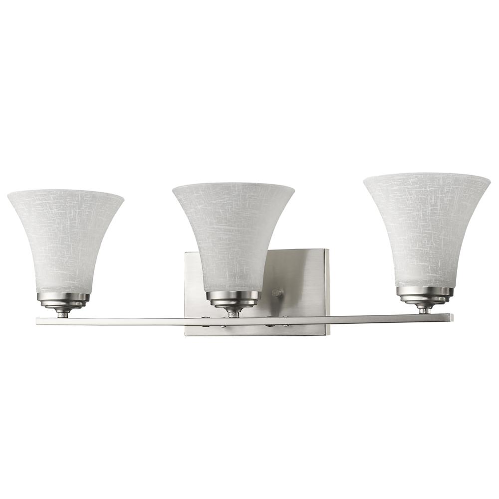 Union Indoor 3-Light Bath W/Glass Shades In Satin Nickel