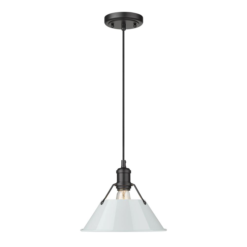 Orwell BLK Medium Pendant - 10&#34; in Matte Black with Dusky Blue shade