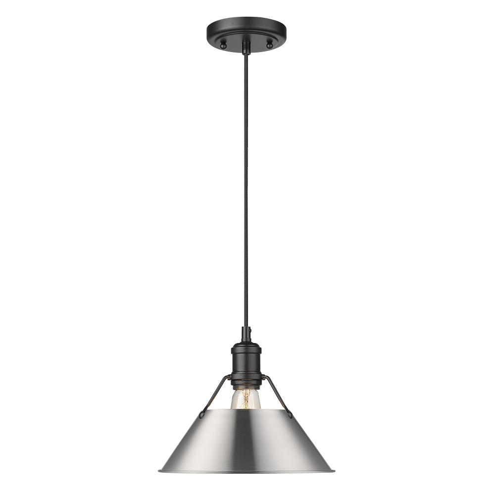 Orwell 10&#34; Wide Medium Pendant in Matte Black with Pewter