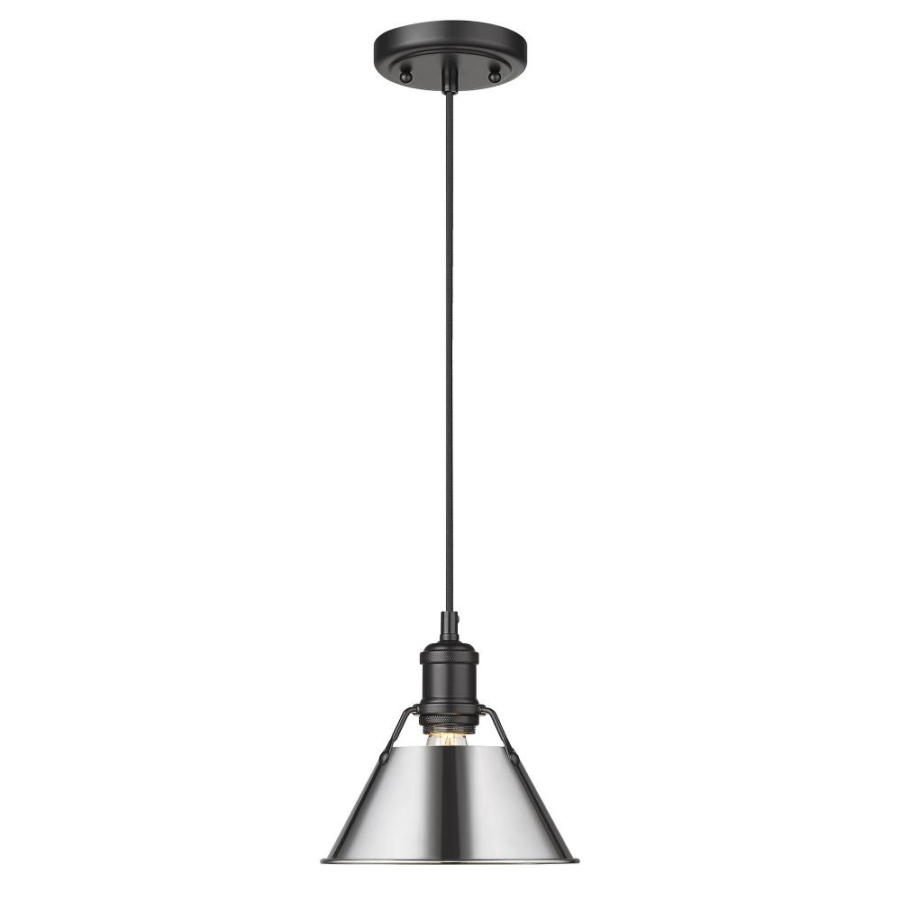 Orwell BLK Small Pendant - 7&#34; in Matte Black with Chrome shade