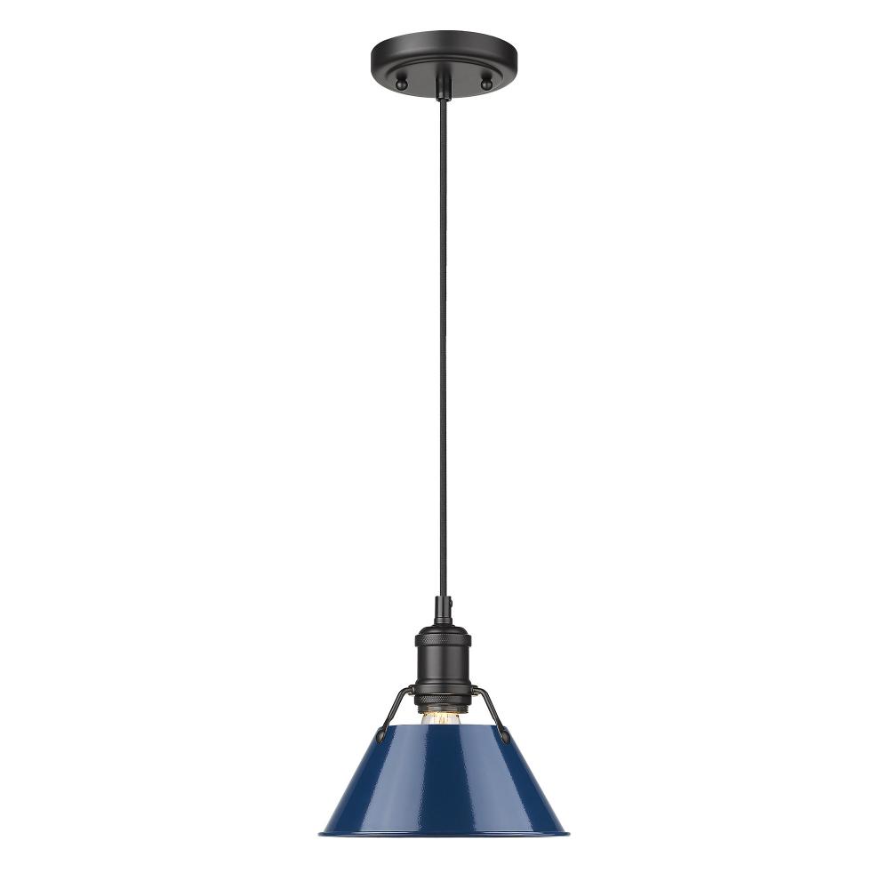 Orwell BLK Small Pendant - 7&#34; in Matte Black with Matte Navy shade