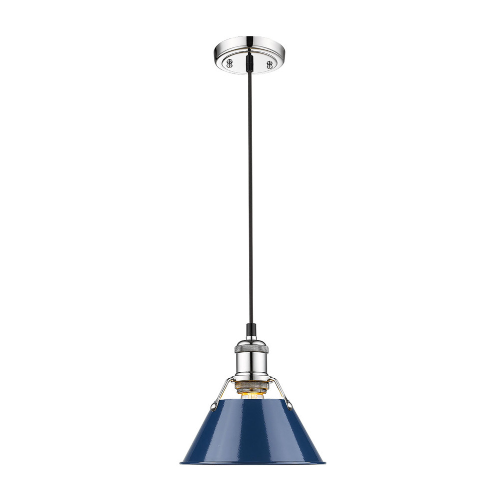 Orwell CH Small Pendant - 7&#34; in Chrome with Matte Navy shade