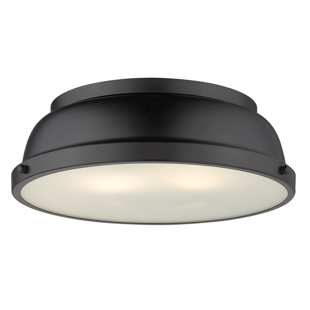 Duncan 14&#34; Flush Mount in Matte Black with a Matte Black Shade