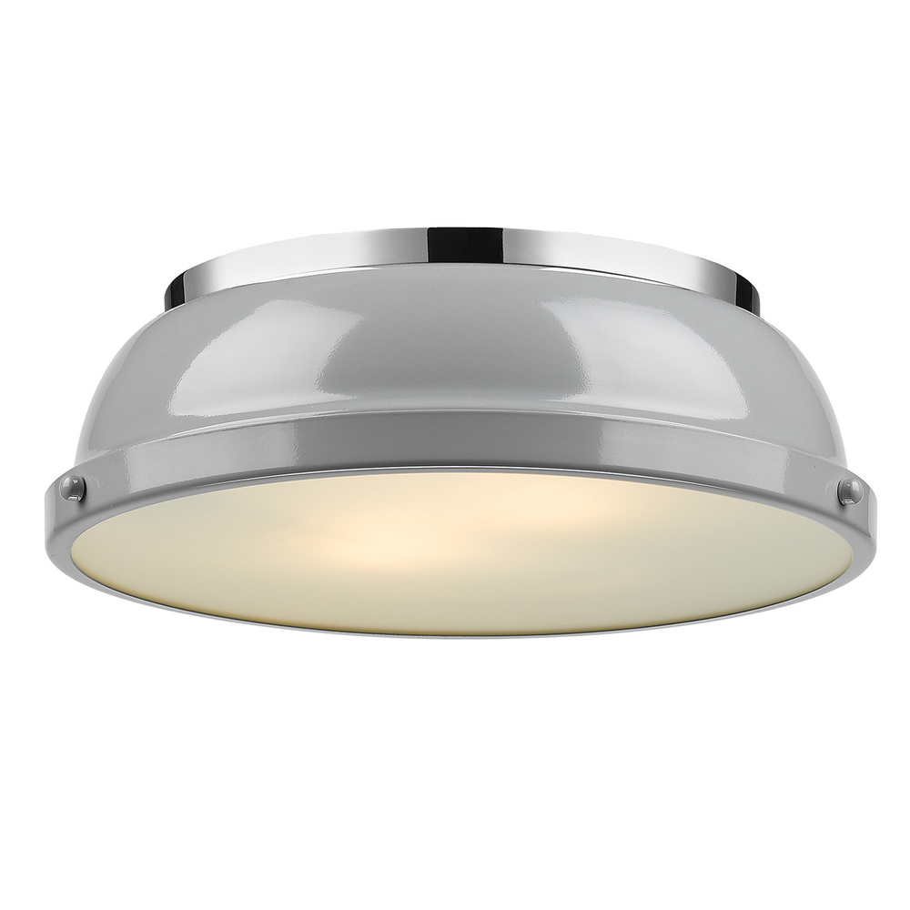 Duncan 14&#34; Flush Mount in Chrome with a Gray Shade