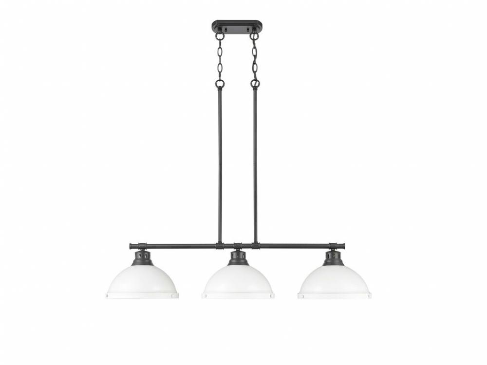 Duncan 3-Light Linear Pendant in Matte Black with Matte White