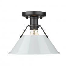 Golden 3306-FM BLK-DB - Orwell BLK Flush Mount in Matte Black with Dusky Blue shade