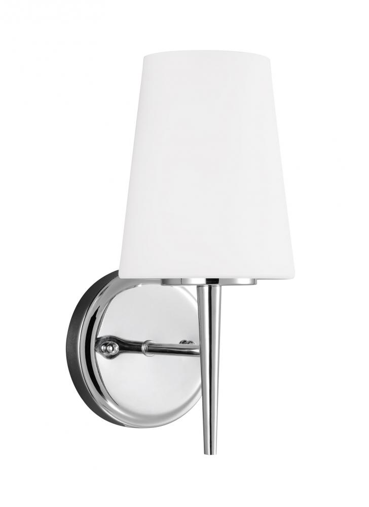 Driscoll contemporary 1-light LED indoor dimmable bath vanity wall sconce in chrome silver finish wi