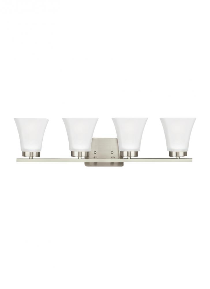 Bayfield contemporary 4-light LED indoor dimmable bath vanity wall sconce in brushed nickel silver f