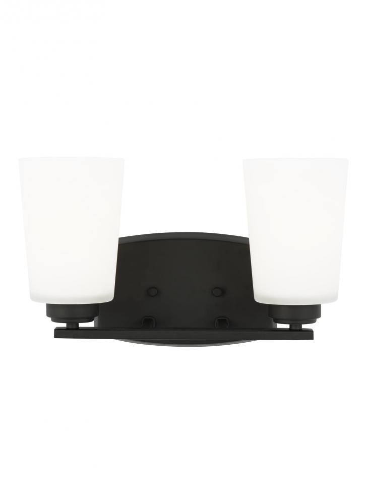 Franport transitional 2-light LED indoor dimmable bath vanity wall sconce in midnight black finish w