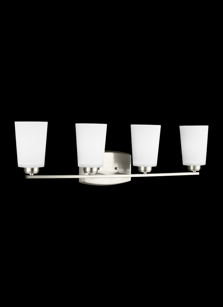 Franport transitional 4-light LED indoor dimmable bath vanity wall sconce in brushed nickel silver f