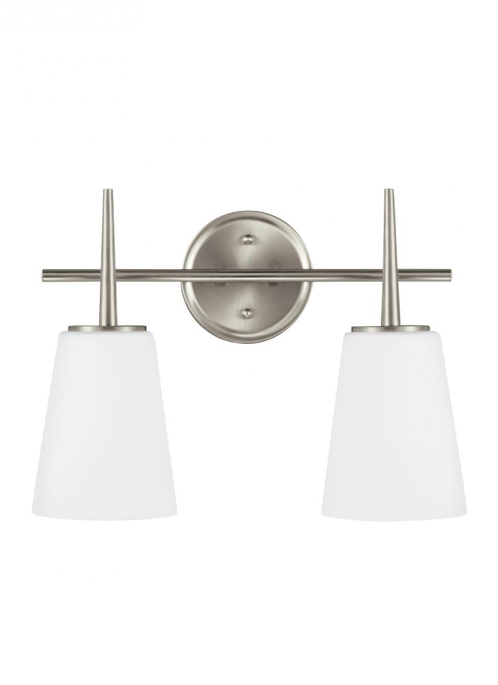 Driscoll contemporary 2-light LED indoor dimmable bath vanity wall sconce in brushed nickel silver f