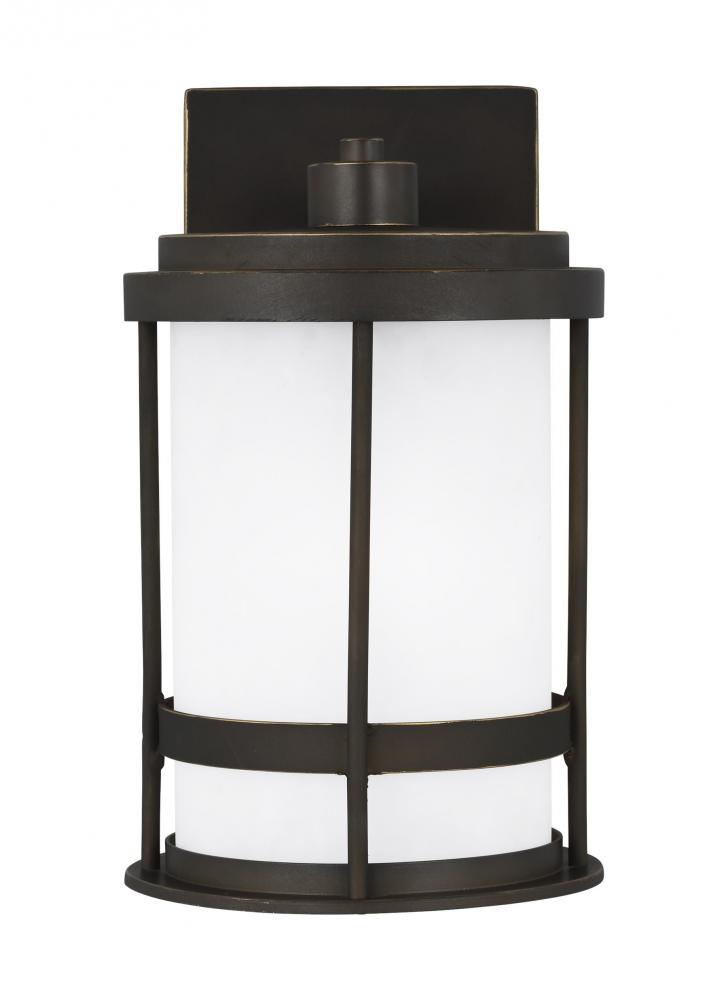 Wilburn modern 1-light LED outdoor exterior small wall lantern sconce in antique bronze finish with