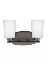 Generation Lighting 4428902EN3-710 - Franport transitional 2-light LED indoor dimmable bath vanity wall sconce in bronze finish with etch