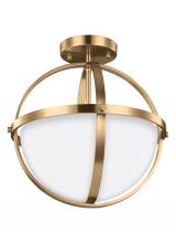 Generation Lighting 7724602EN3-848 - Alturas contemporary 2-light LED indoor dimmable ceiling semi-flush mount in satin brass gold finish