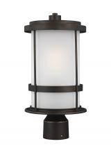 Generation Lighting 8290901EN3-71 - Wilburn modern 1-light LED outdoor exterior post lantern in antique bronze finish with satin etched