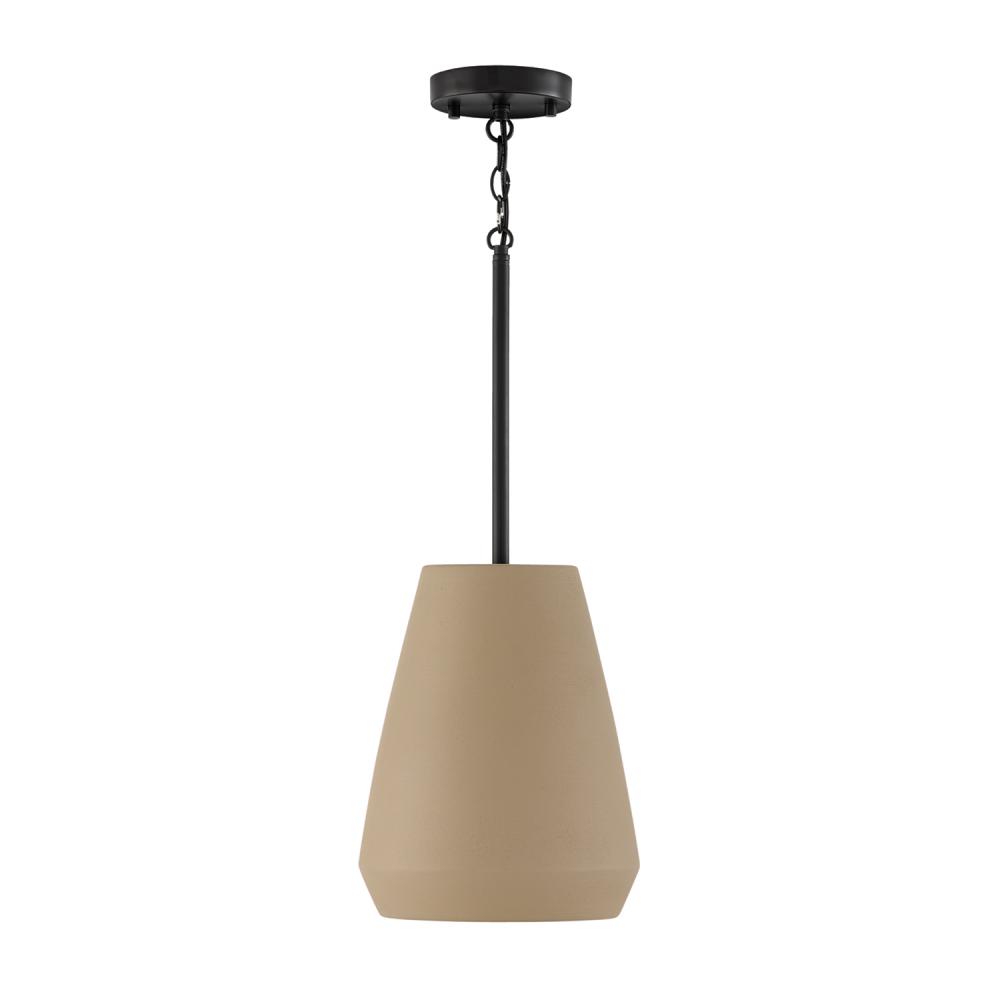 1-Light Handcrafted Terracotta Pendant in Sienna and Matte Black