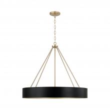 Capital 453041RK - 4-Light Modern Circular Metal Chandelier in Matte Black with Painted Matte Brass Interior