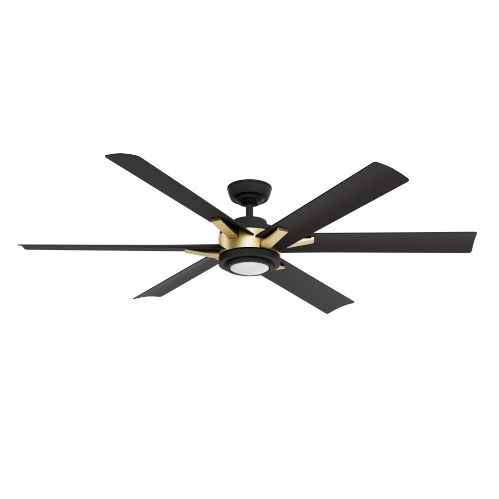 Casablanca 65&#34; Melia ENERGY STAR® Matte Black Damp Rated Ceiling Fan w/ LED Lt Kit and Wall Cont