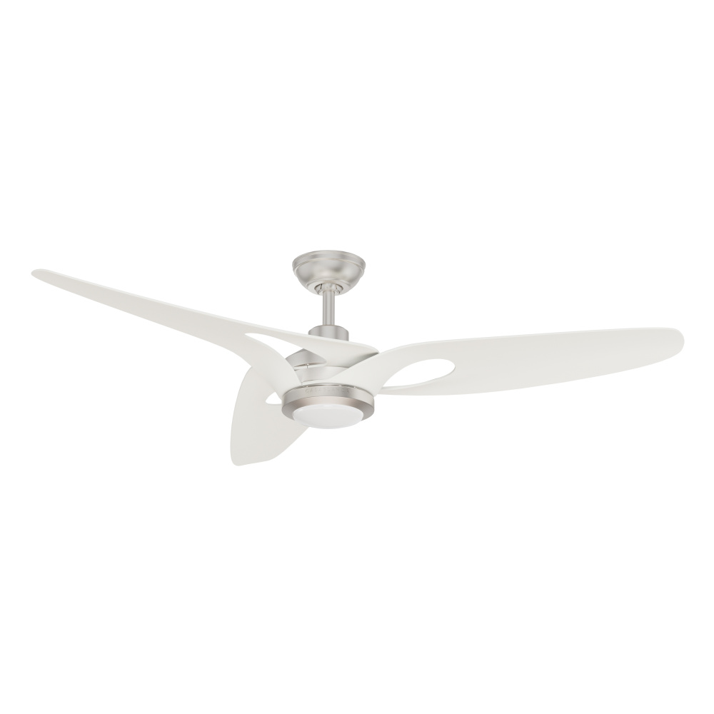 Casablanca 60&#34; Inez ENERGY STAR® Brushed Nickel Damp Rated Ceiling Fan w/ LED Lt Kit & Wall Cont