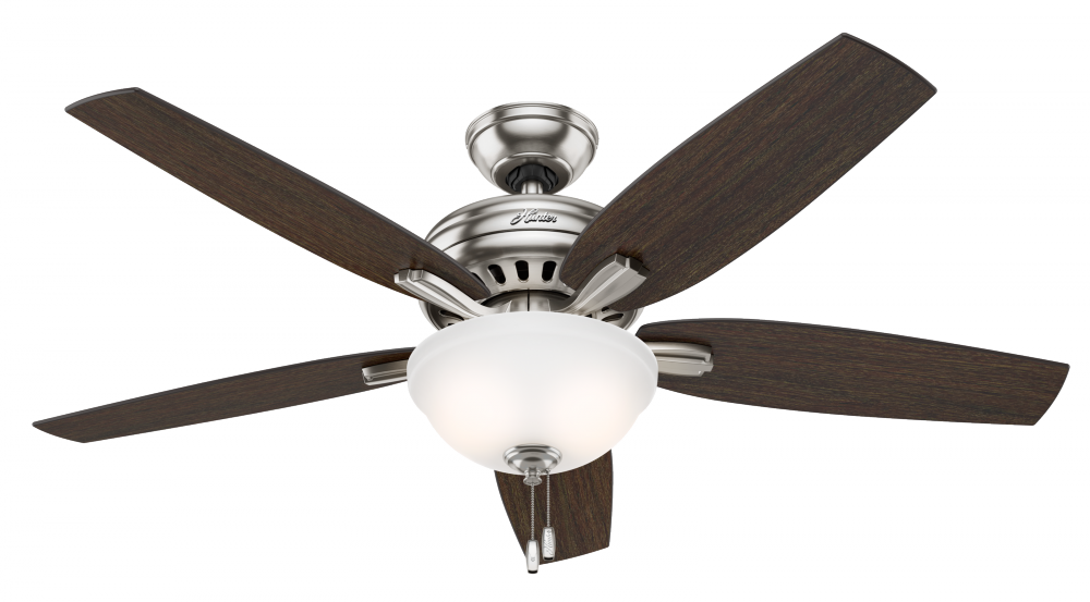 Hunter 52 inch Newsome Brushed Nickel Ceiling Fan with LED Light Kit and Pull Chain