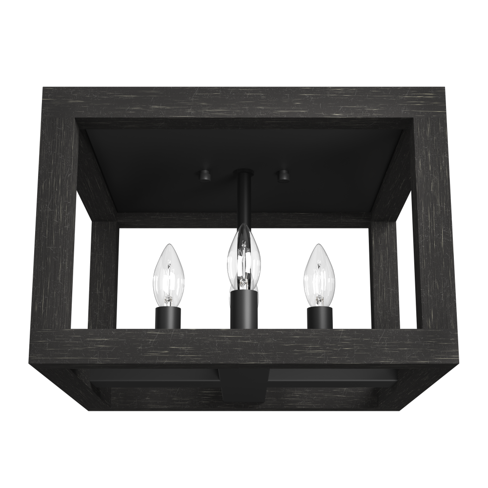 Hunter Squire Manor Matte Black and Dark Ash 4 Light Flush Mount Ceiling Light Fixture